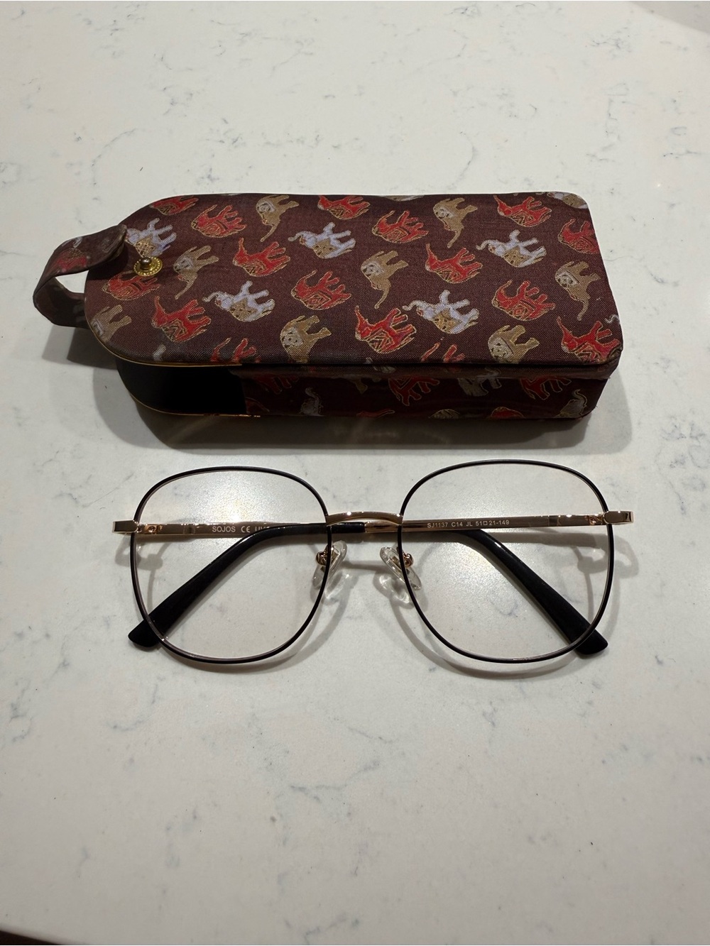 SOJOS Women’s Black & Gold Blue Light Glasses – Classic Square Frame - Picture 2 of 3